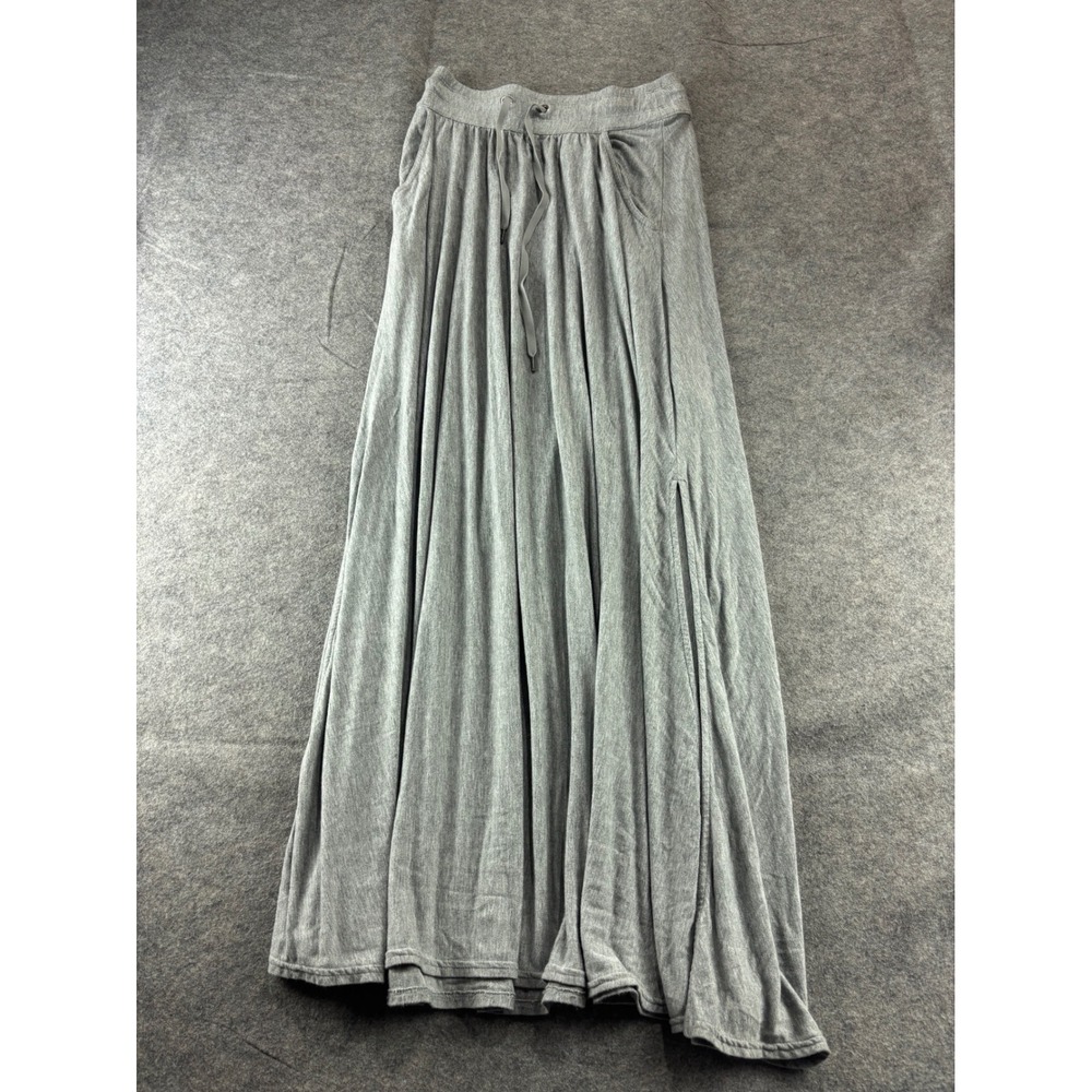 Athleta Gray Heathered Jersey Maxi Skirt Pockets Slit Womens S‎ Boho Minimalist